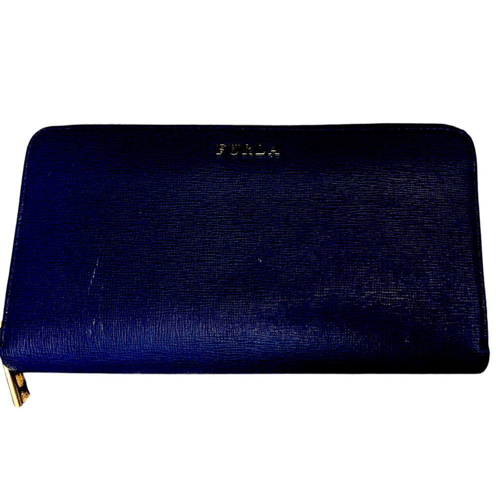 Furla Navy Wallet with Gold Details